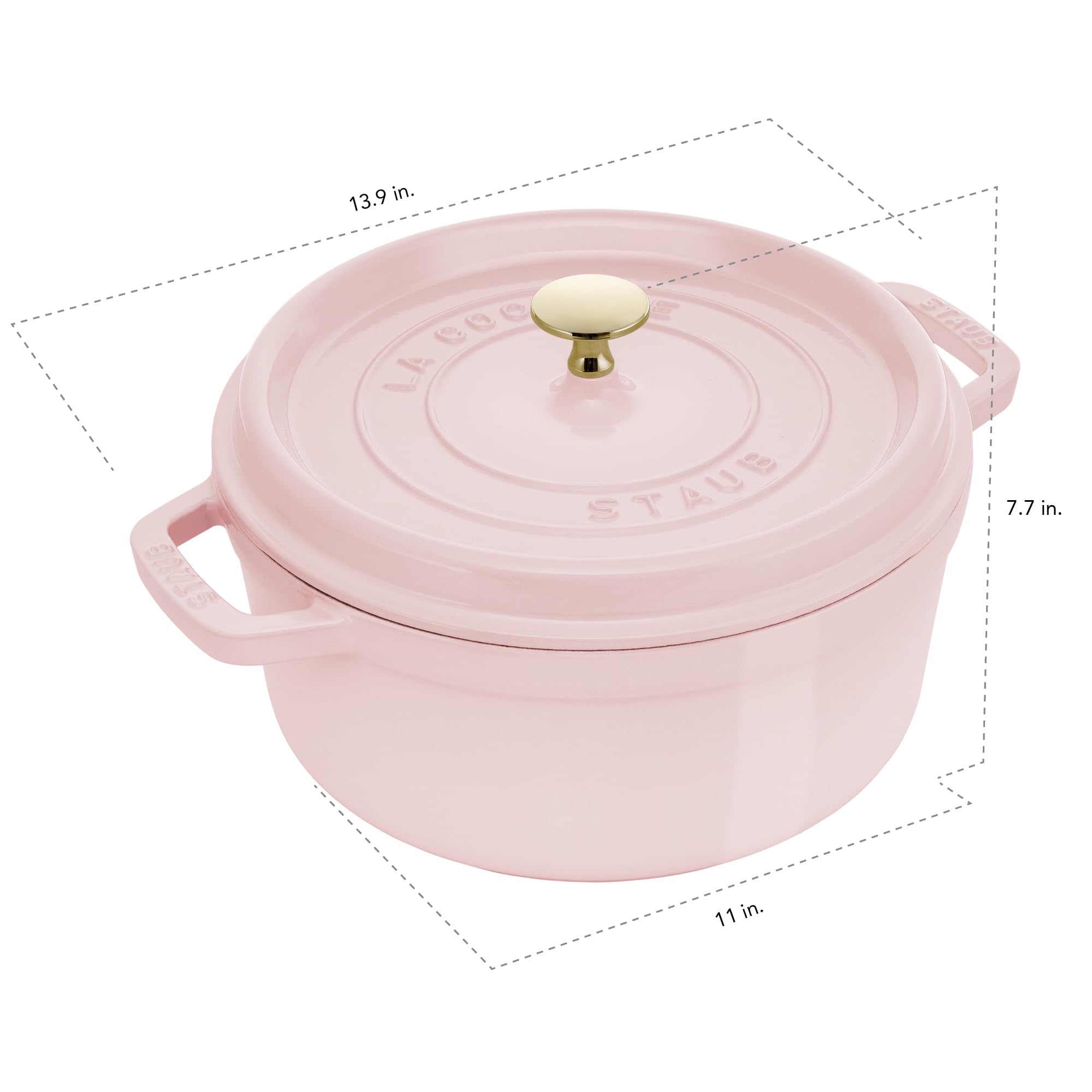 Staub Cast Iron Round Cocotte 7-quart-Peony Pink - Image 3