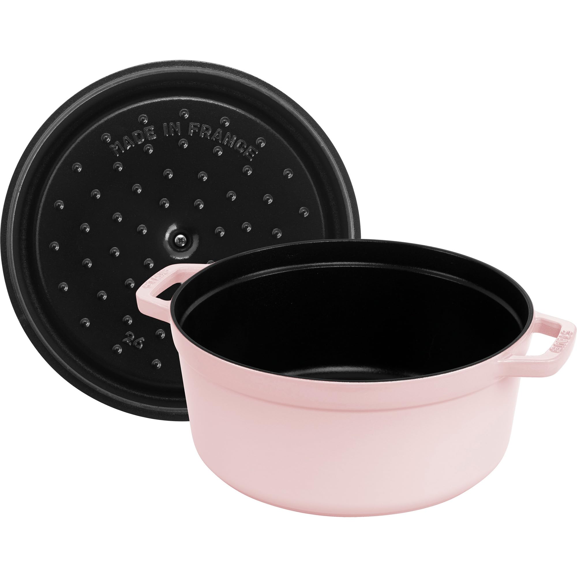Staub Cast Iron Round Cocotte 7-quart-Peony Pink - Image 6