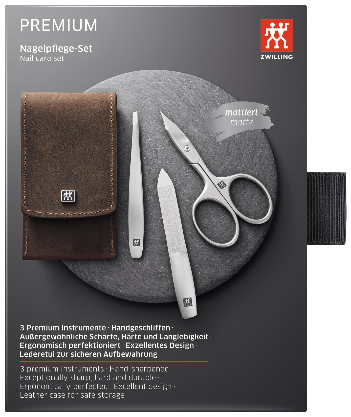 ZWILLING Beauty TWINOX 4-pc Manicure and Pedicure Set with Brown Leather Case, Travel Size Set for Hands and Feet, Nail Care, Genuine Leather - Image 5