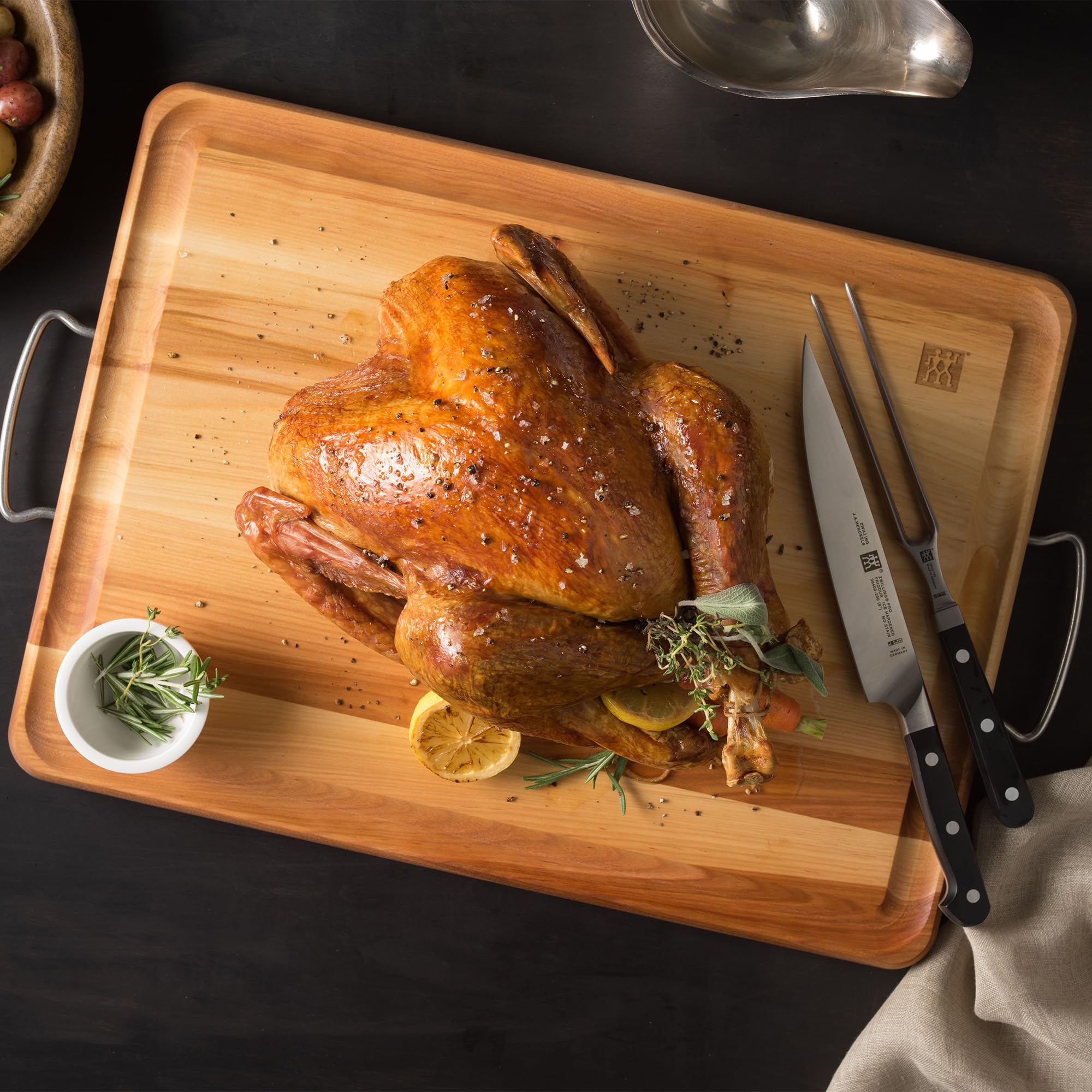 ZWILLING Cherry Wood Carving Board with Handles - Image 4