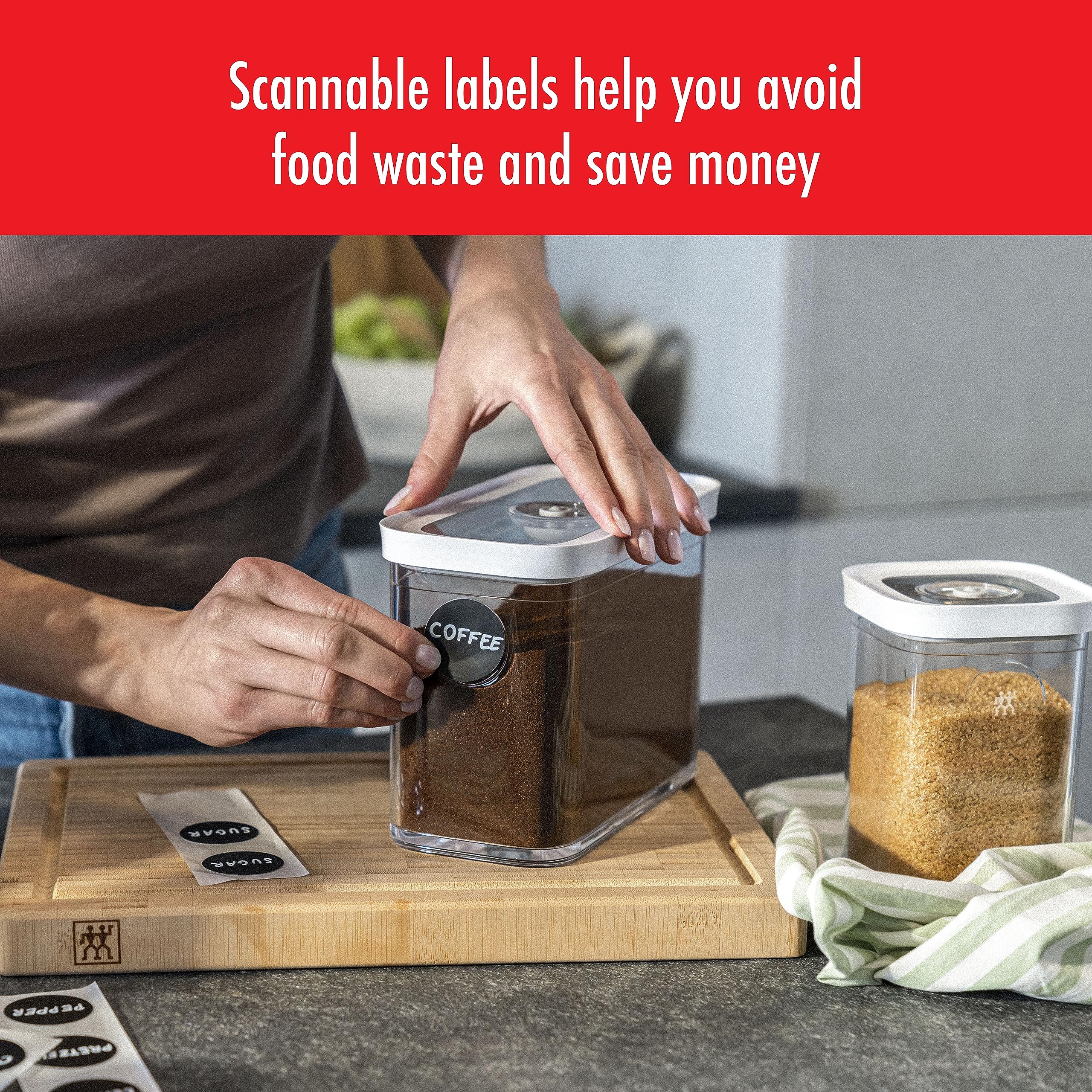 ZWILLING Fresh & Save CUBE 11-Piece Reusable Silicone Label with Chalk Maker Set, for Keeping Track of Food and Avoiding Waste, Black - Image 5