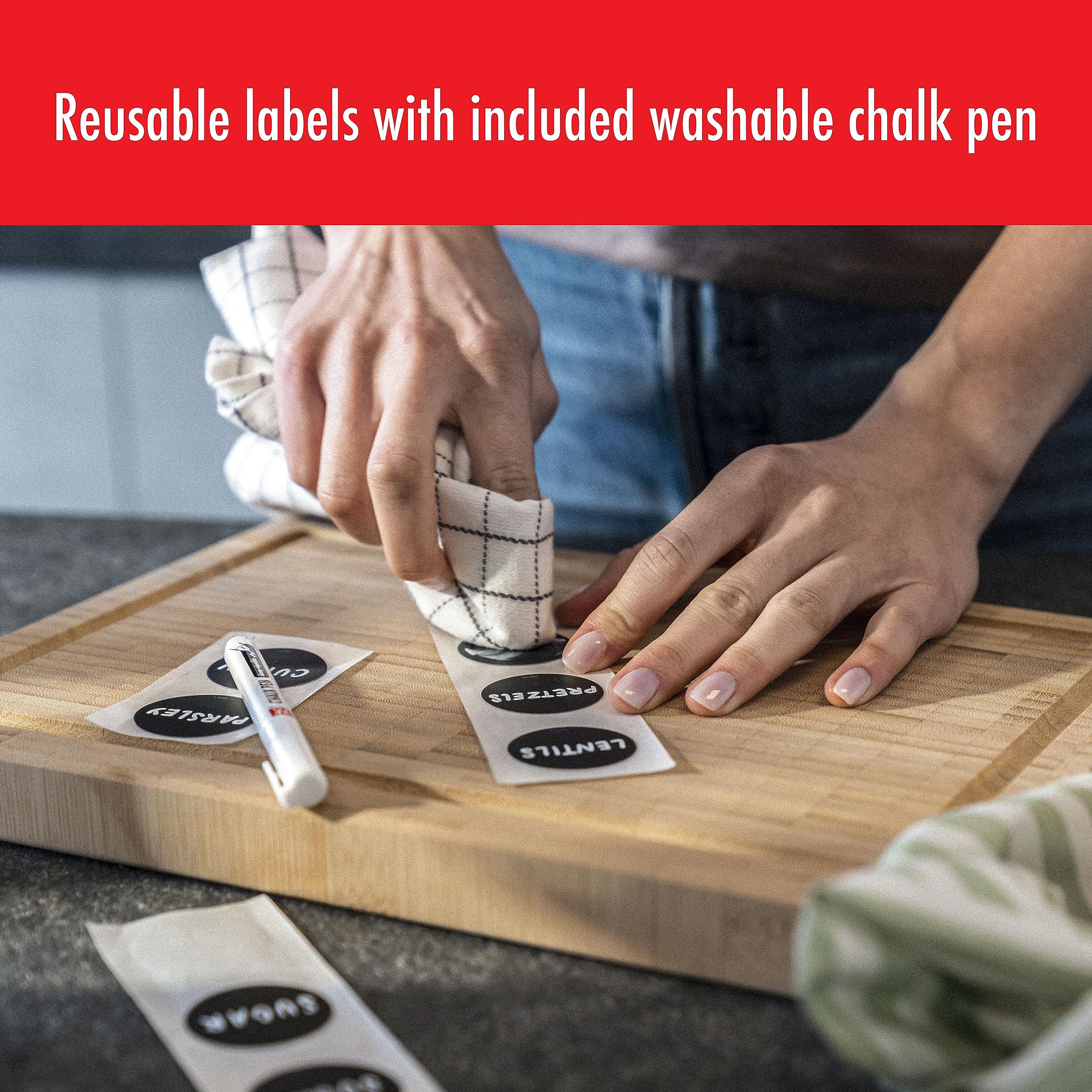 ZWILLING Fresh & Save CUBE 11-Piece Reusable Silicone Label with Chalk Maker Set, for Keeping Track of Food and Avoiding Waste, Black - Image 6