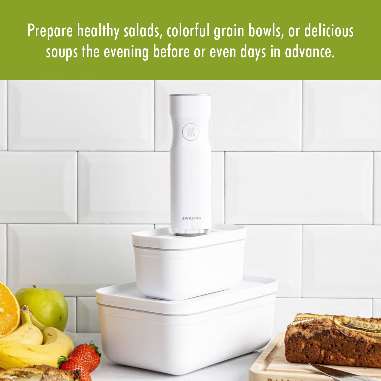 ZWILLING Fresh & Save Plastic Lunch Box, Airtight Food Storage Container, Meal Prep Container, BPA-Free, White - Large - Image 5