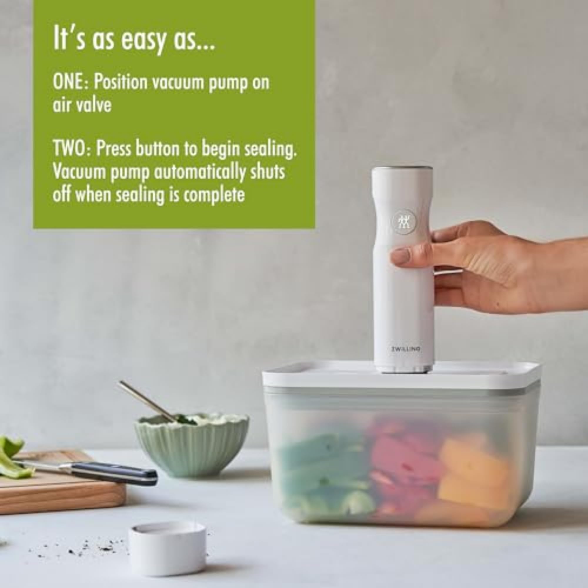 ZWILLING Fresh & Save Vacuum Sealer Machine 6-pc Starter Set, Airtight Food Storage Container, Reusable Sous Vide Bags, Meal Prep, BPA Free - Image 10