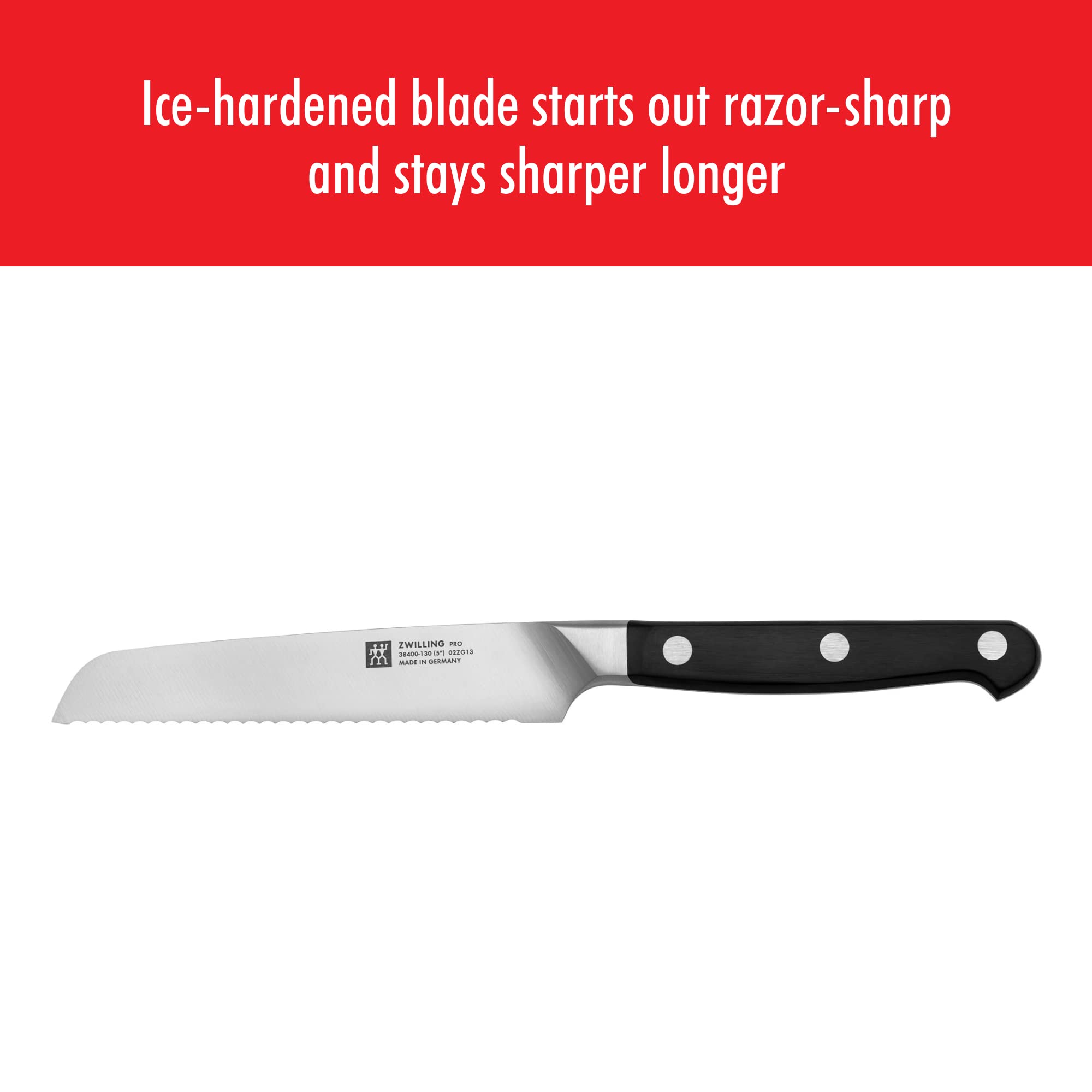 ZWILLING J.A. Henckels Serrated Utility Knife, Stainless Steel, 5-inch - Image 9