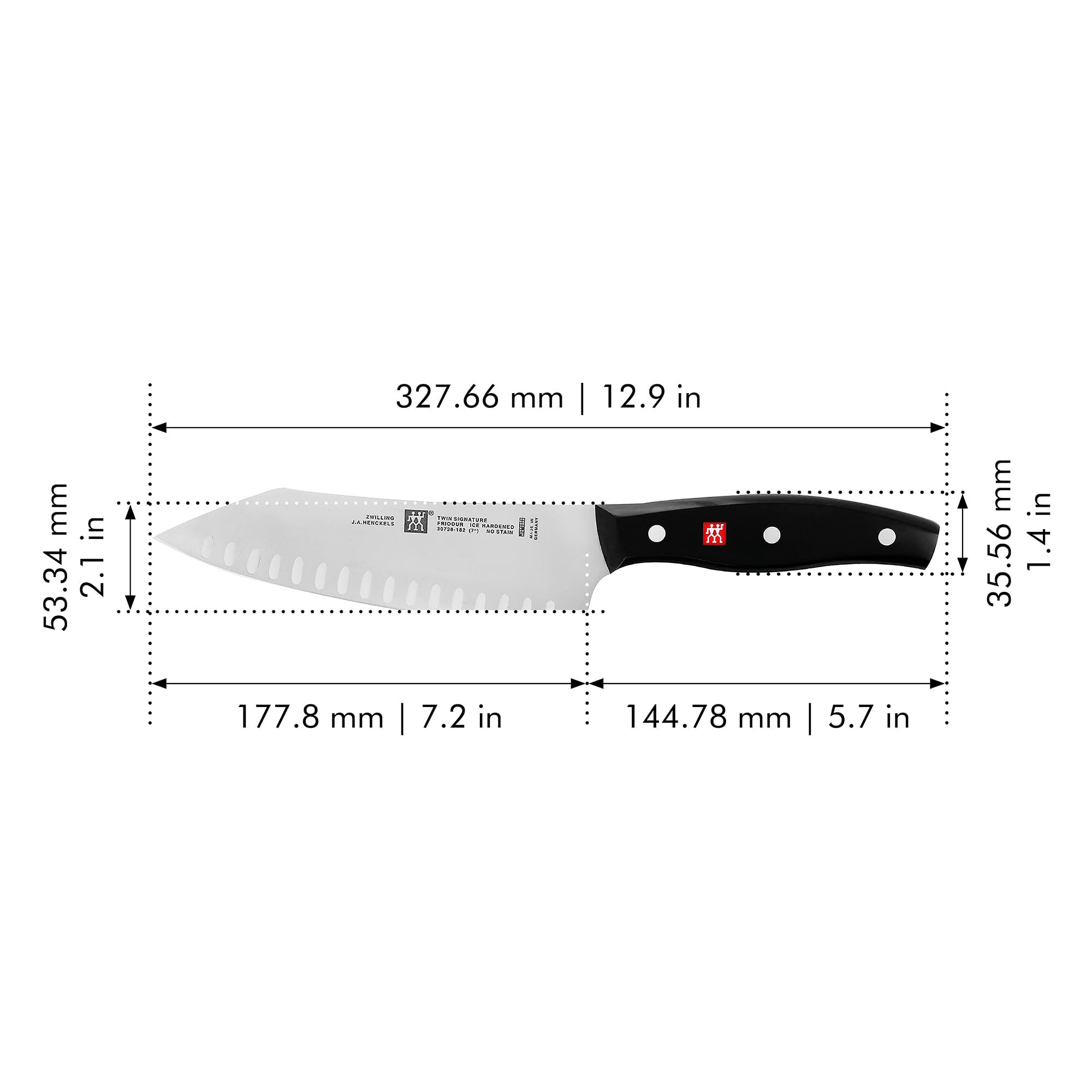 ZWILLING Twin Signature 7-inch Hollow Edge Rocking Santoku Knife, Razor-Sharp, Made in Company-Owned German Factory with Special Formula Steel perfected for almost 300 Years, German Knife - Image 3